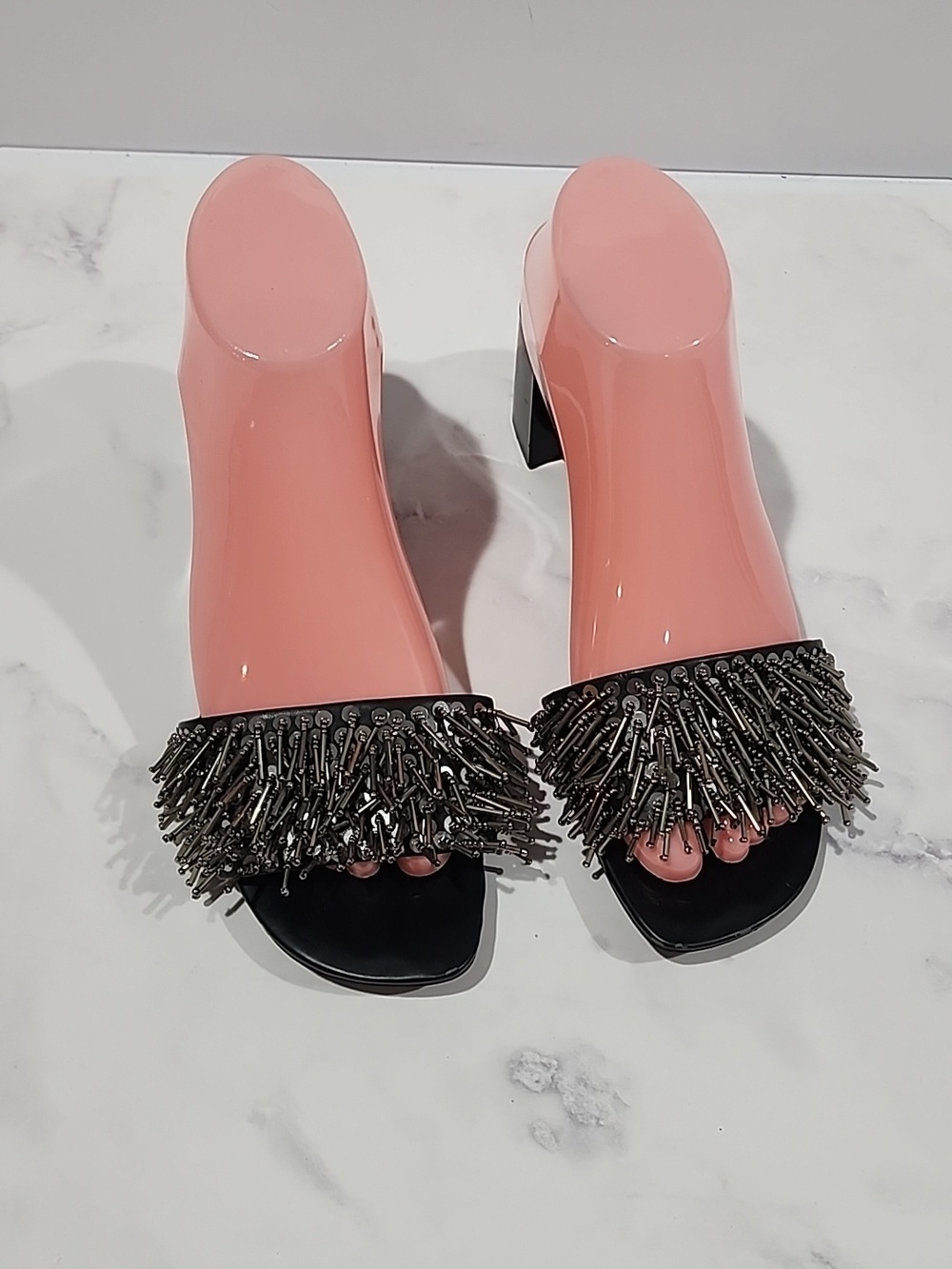 Zara Black Metalic Embellished Women's Chunky  Block Heels